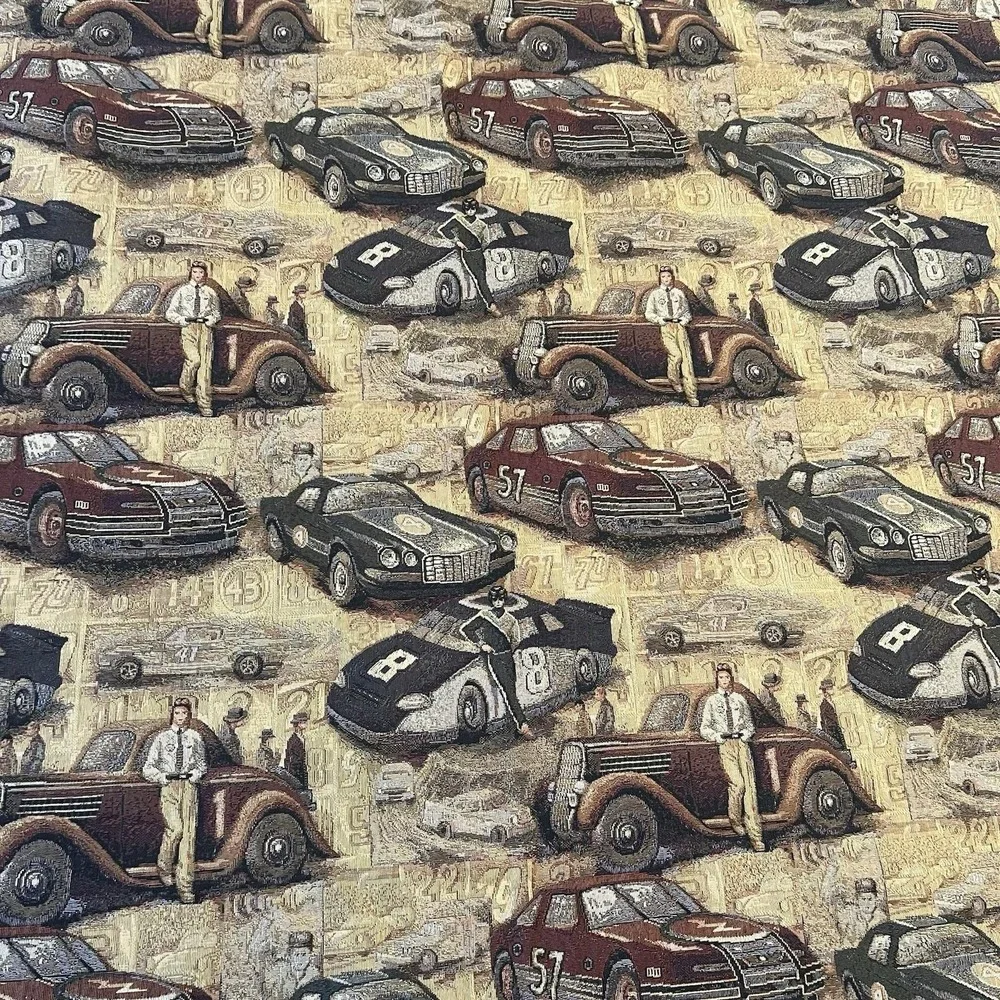 Vintage Racing Car Tapestry Upholstery Fabric 87